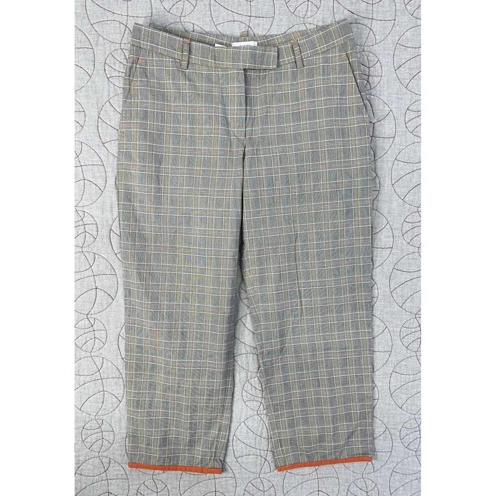 GUNEX Taupe Plaid Cropped‎ Pants Orange Trim / Women's Size 6
